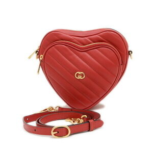 Gucci Interlocking GG Heart Shoulder Bag Red
